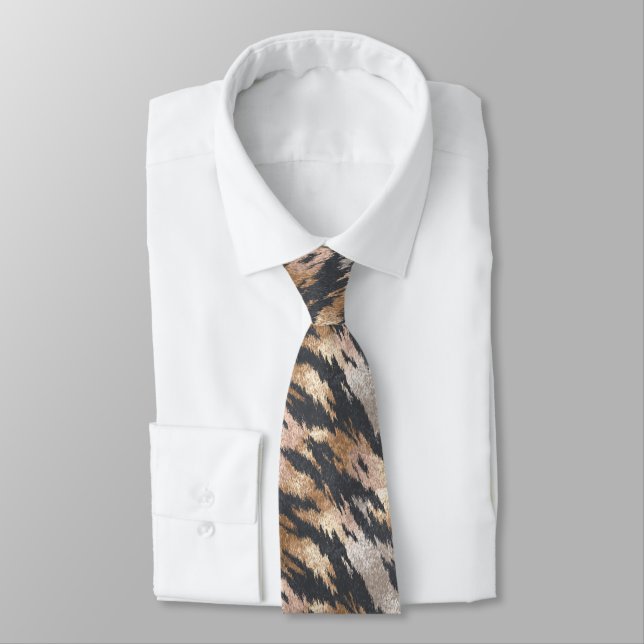 Unique For Him Tiger Print Tie (Tied)