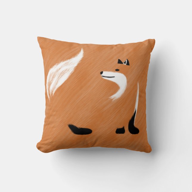 Unique Fox Design Throw Pillow (Front)