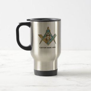 Unique Freemason Gifts Gold Masonic Compass Travel Mug