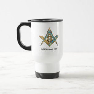 Unique Freemason Gifts Gold Masonic Compass Travel Mug