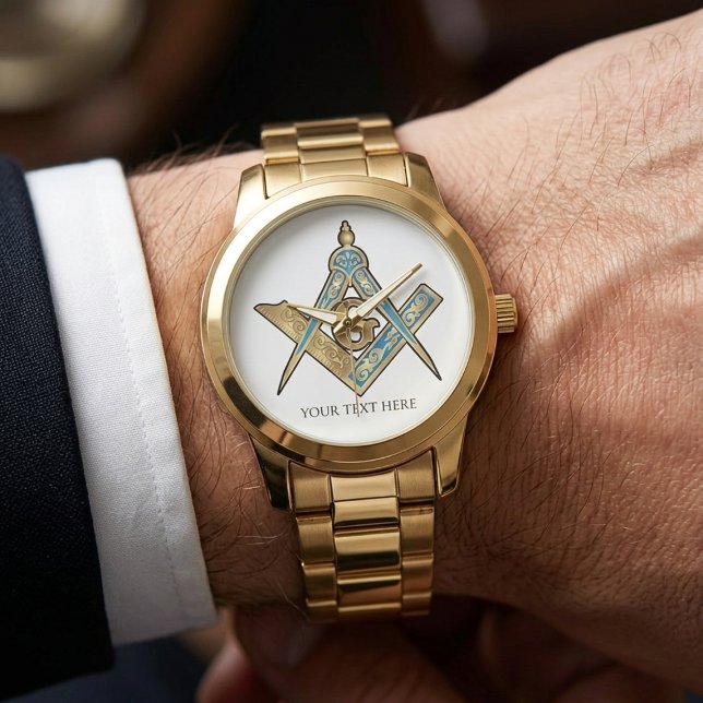 Unique Freemason Gifts | Gold Masonic Compass Watch (Unique Freemason Gifts | Gold Masonic Compass Watch)