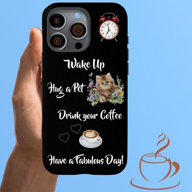 Unique Fun Cat and Coffee Lover Case-Mate iPhone Case (Creator Uploaded)