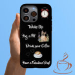 Unique Fun Dog and Coffee Lover iPhone 16 Pro Max Case<br><div class="desc">Have some fun with this -- great as a gift or for yourself. The iPhone with a fun message, the lovable French Bull Dog (representing all dogs, of course) and an inspirational start for the day. If you have any design questions or a special request, please send a chat and...</div>