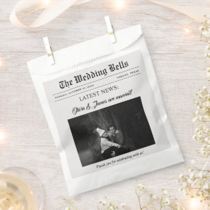 Unique Fun Newspaper Wedding Photo  Favour Bag
