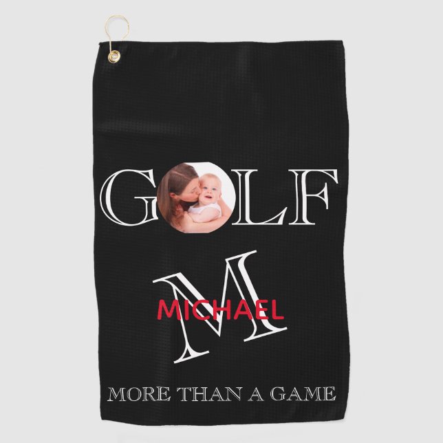 Unique fun Photo Monogram and Name Golf Towel (Front)