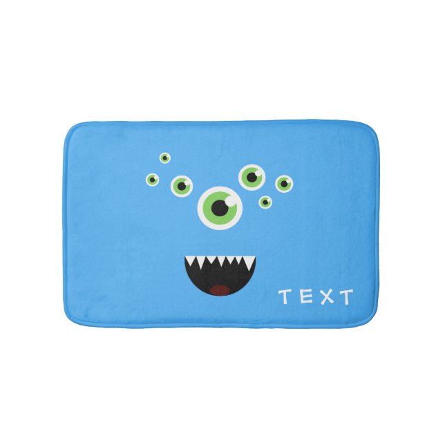 Unique Funny Crazy Cute Blue Monster Bath Mat (Front)