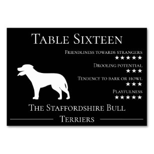Unique funny dog breed guest bull terrier team or table number