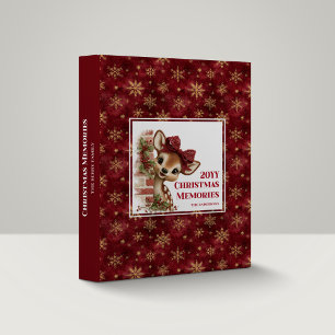 Unique Funny Reindeer Cute Cartoon Holiday Memory Binder