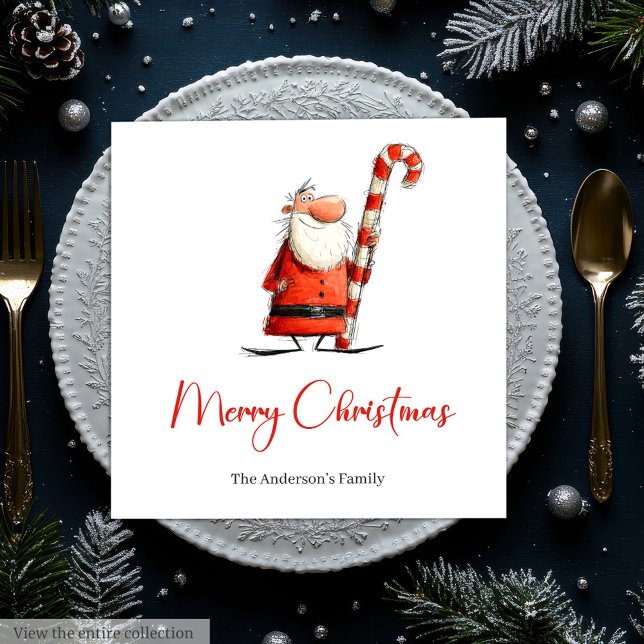 Unique Funny Santa Red Green Cocktail Napkins (Unique Funny Santa Red Green Cocktail Napkins)