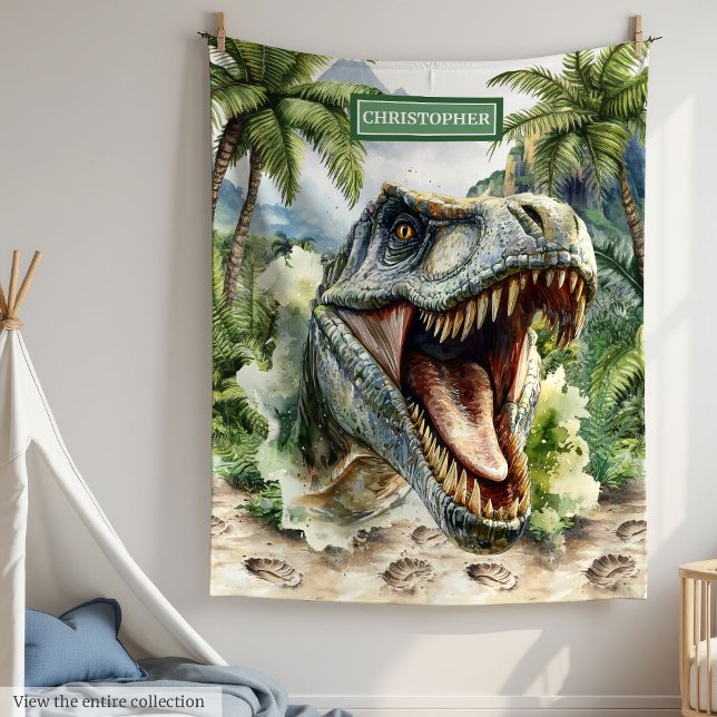 Unique Furious T-Rex Blanket Personalized Name Boy (Unique Furious T-Rex Blanket Personalized Name Boys)