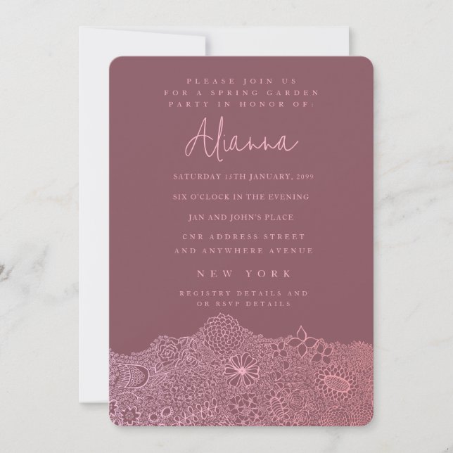 Unique Garden Scene Artist Birthday Pink Invitation (Front)
