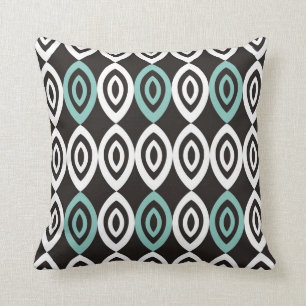 Unique Geometric Pillows - Mint Black And White