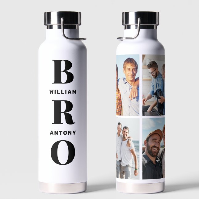 Unique Gifts For Brothers 4 Photo Collage Water Bottle (Creator Uploaded)