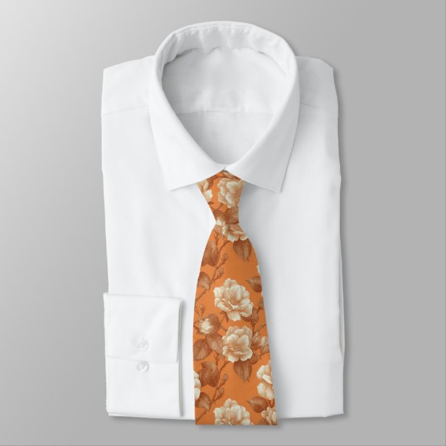 Unique Gifts For Men Gardenias Floral Tie (Tied)