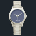Unique Gifts For Men Navy Blue Silver Watch<br><div class="desc">Unique gifts for men - oversized navy blue silver bracelet watch with customizable text. You can create your own watch,  just add your name or any other text. Unique gifts for men for birthday,  Christmas,  Father's Day or any other day... </div>