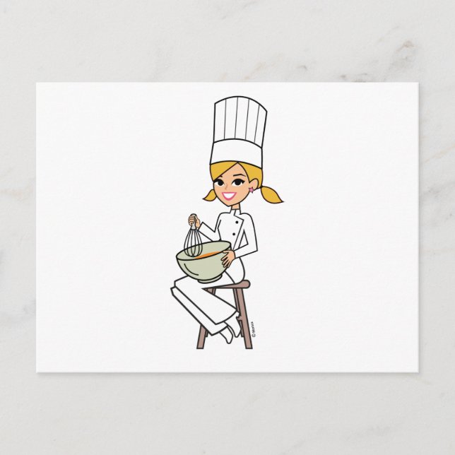Unique Girl Chef Illustration Postcard (Front)