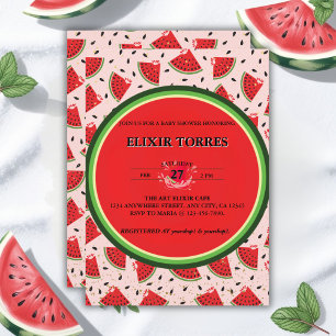 Unique Glitter Modern Watermelon Baby Shower Invitation