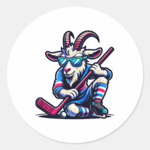 Unique Goat Ice Hockey Goalie Team Player Cool Art Classic Round Sticker