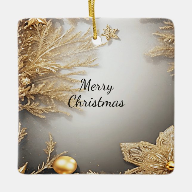 Unique Gold Decorative Christmas Holiday Ornament (Front)