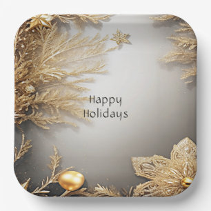 Unique Gold Decorative Holiday Paper Plate