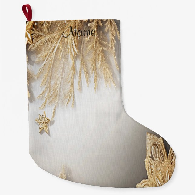 Unique Gold Decorative Holiday Stocking (Front)