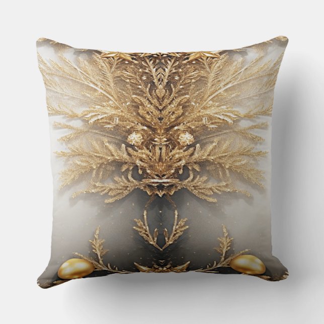 Unique Gold Decorative Holiday Throw Pillow (Back)