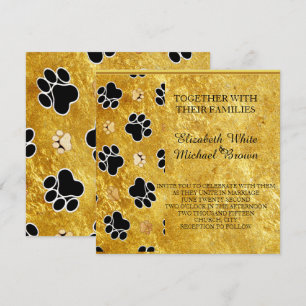 Unique gold foil dag paw delight fun invitation