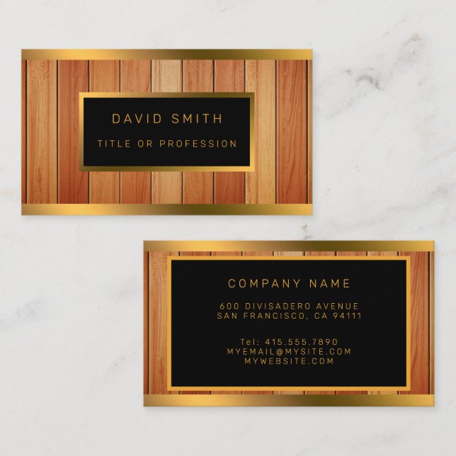 Unique Gold Luxury Wood Business Card (Front/Back)