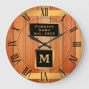 Unique Gold Luxury Wood Monogrammed Large Clock