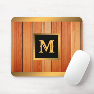 Unique Gold Luxury Wood Monogrammed Mouse Pad