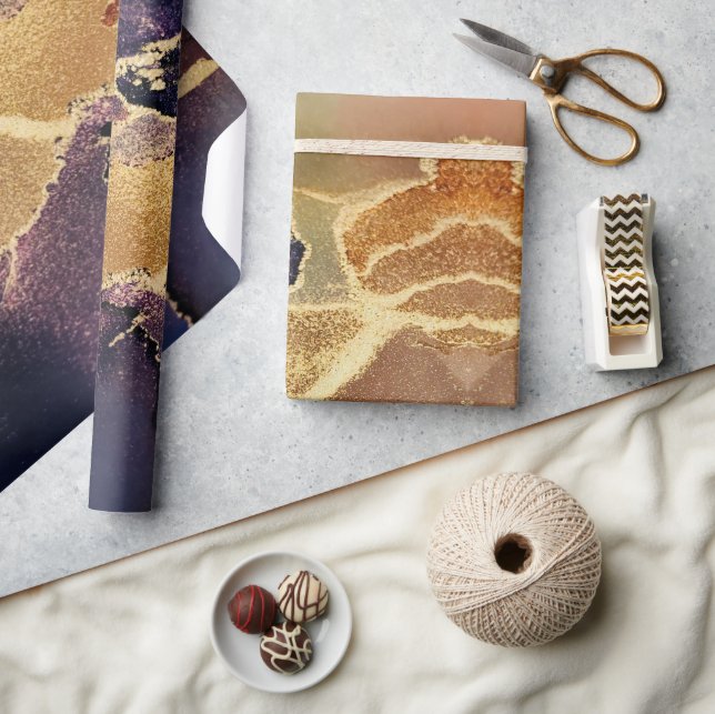 Unique Gold Purple Brown Abstract Wrapping Paper (Crafts)
