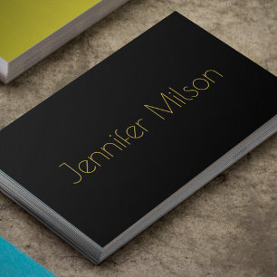 Unique Gold Typography Minimal Black Professional Business Card