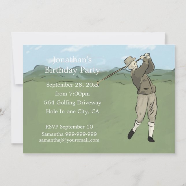Unique Golf Art  invitations (Back)