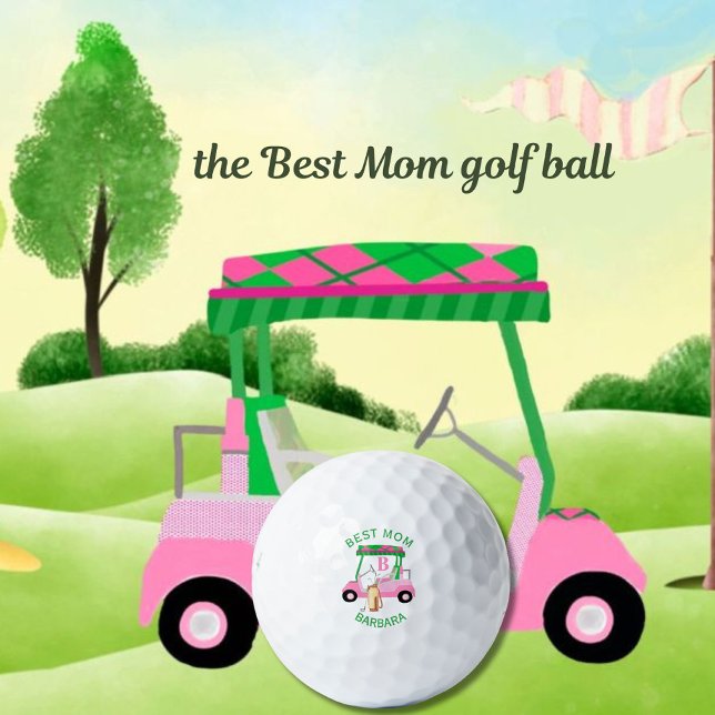 Unique Golf Cart Best Mom Monogram Name  Golf Balls (Creator Uploaded)