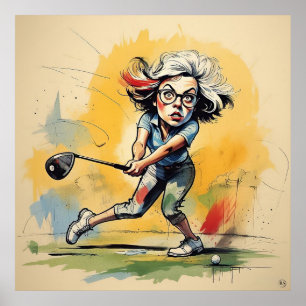 Unique Golf Swings - Large Golf Art Print