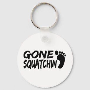 Unique GONE SQUATCHIN logo with FOOTPRINT Keychain