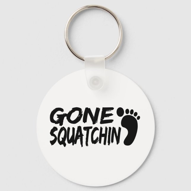 Unique GONE SQUATCHIN logo with FOOTPRINT Keychain (Front)