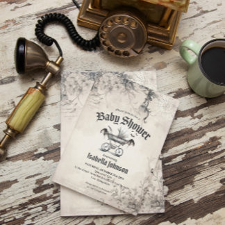 Unique Gothic & Vintage Baby Shower Invitation
