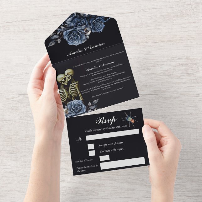 Unique Gothic Wedding All In One Invitation (Tearaway)