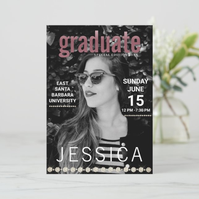  Unique Graduate Magazine Cover Photo Party  Invitation (Standing Front)