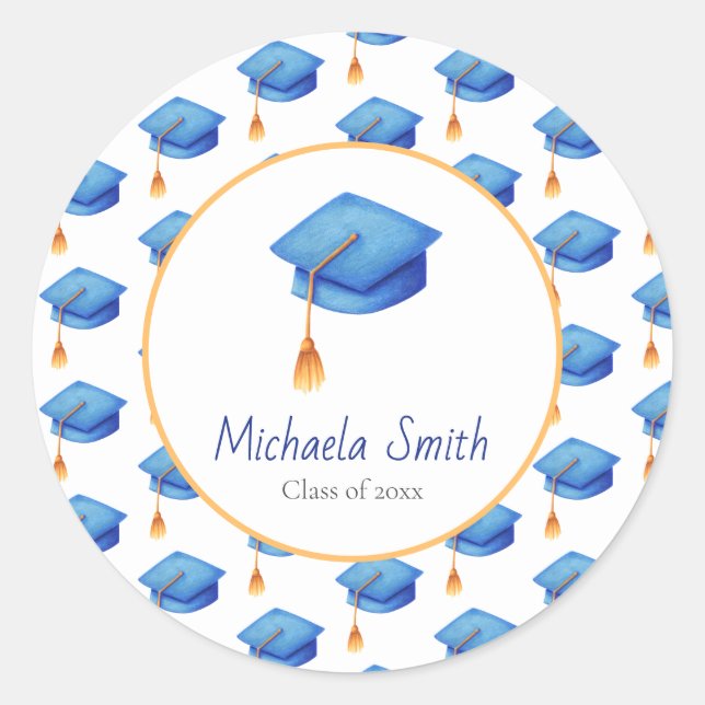 Unique Graduation Cap Personalized Graduation Classic Round Sticker (Front)