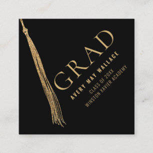 Unique Graduation Custom Photo Black Gold Tassel Enclosure Card