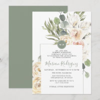 Unique Gree Floral Eucalyptus Monogram Quinceañera