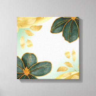 Unique Green Floral Wall Art with Gold Accents