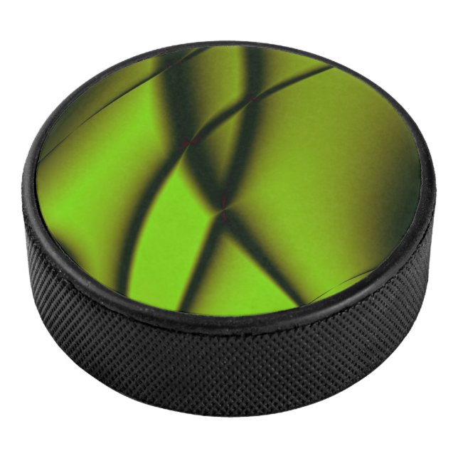 Unique Green Fractal Design Hockey Puck (3/4)