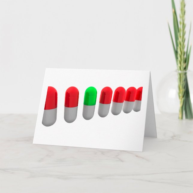 Unique Green Pill Among Red Capsules  Card (Creator Uploaded)