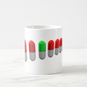 Unique Green Pill Among Red Capsules  Coffee Mug
