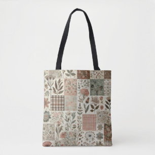 Unique Green & Pink Terracotta Quilt & Patchwork  Tote Bag