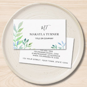 Unique Green Watercolor Business Card