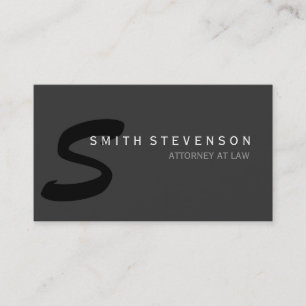 Unique Grey Black Monogram Attorney Business Card